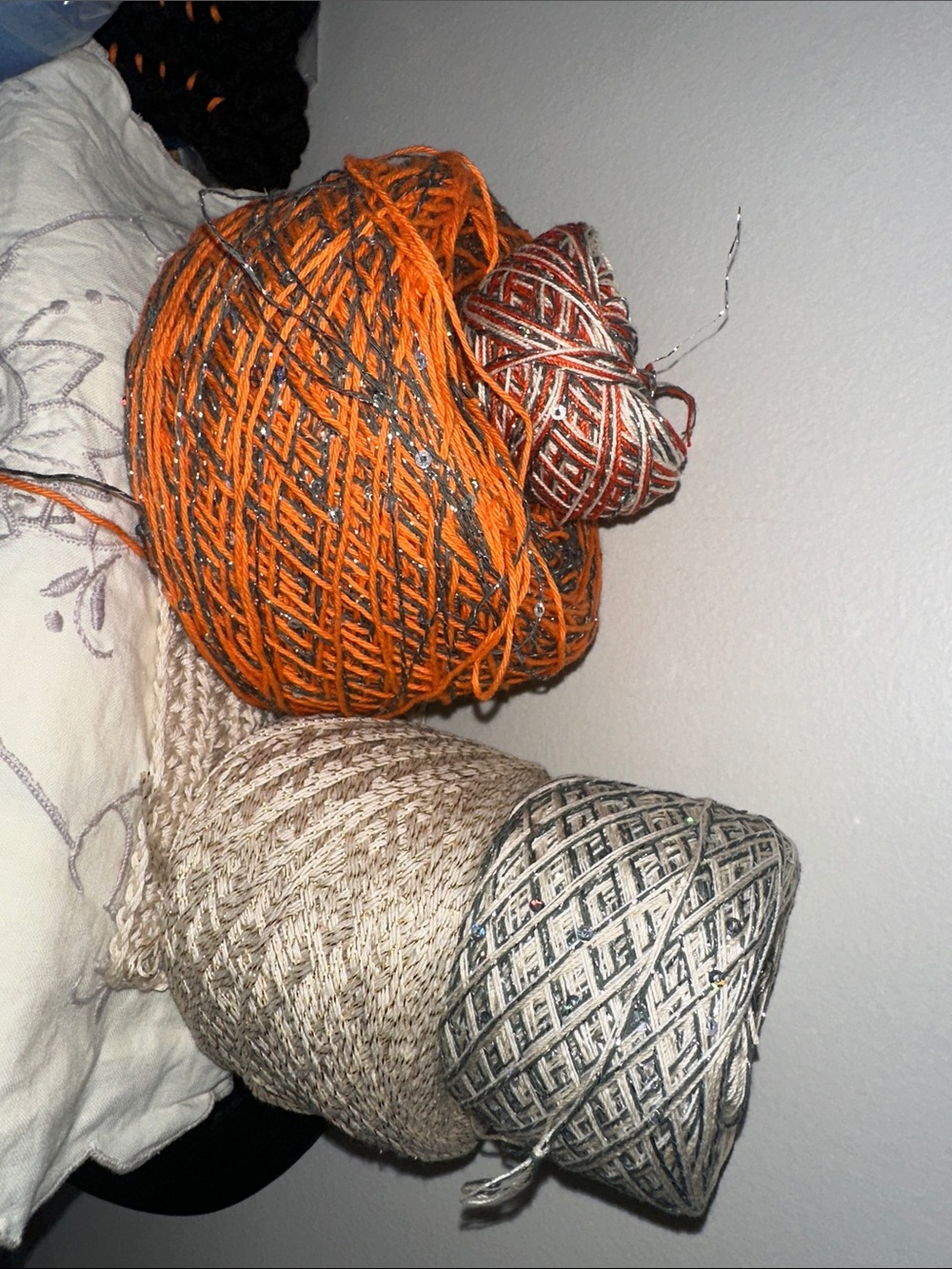 Orange and Neutral Decorative Yarn Bundle - Home Accents- bundle